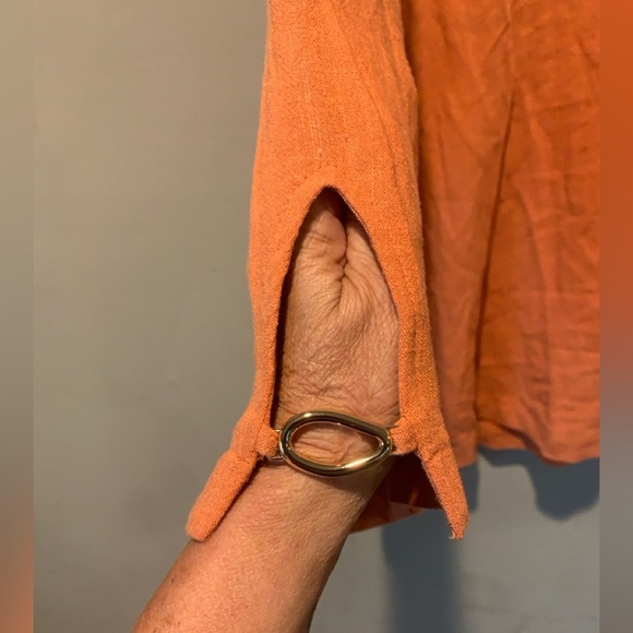 JM Collection Burnt Orange V-Neck Blouse - Picture 4 of 6